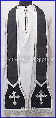 New Roman Chasuble Fiddleback Vestment and Mass set, Casulla, BLACK