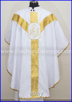 New White gothic vestment, stole &5pc mass set Gothic chasuble, casel, CASULLA