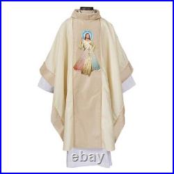 Ornate Divine Mercy Embroidered Chasuble and Matching Stole for Church 51 In