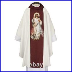 Ornate Print Divine Mercy of Christ Chasuble and Matching Stole for Church 51 In