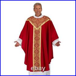 Ornate Printed Orphrey Gothic Chasuble and Stole Church Vestment Sets 51 In