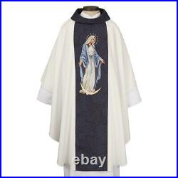 Ornate Printed Our Lady Of Grace Chasuble and Matching Stole for Church 51 In