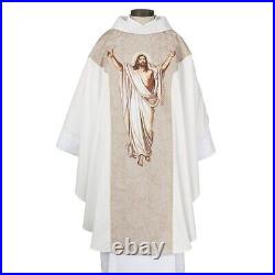 Ornate Printed Risen Jesus Christ Chasuble and Stole for Church 51 In