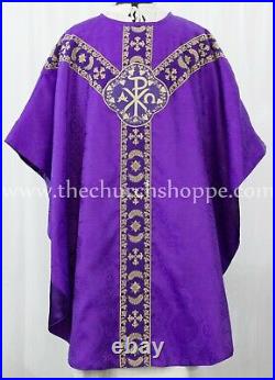 PURPLE GOTHIC CHASUBLE vestment and mass & stole set casula casel casulla, PAX