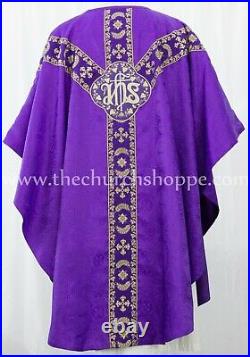 PURPLE GOTHIC CHASUBLE vestment and mass & stole set casula casel casulla, PAX