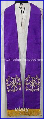 PURPLE GOTHIC CHASUBLE vestment and mass & stole set casula casel casulla, PAX