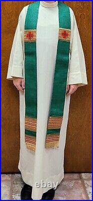 Priest Clergy Officiant Green Stole Hand Made