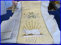 Priest Vestment Hand Embroidered Creme and Gold with Lamb Chasuble