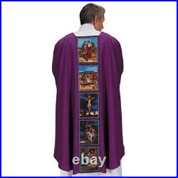 Printed Lenten Easter Chasuble and Stole Seasonal Vestment Sets for Church 51 In