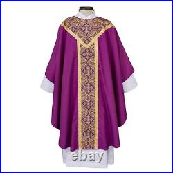 Printed Orphrey Gothic Chasuble (USUALLY SHIPS WITHIN IN 2 DAYS) Purple Chasuble