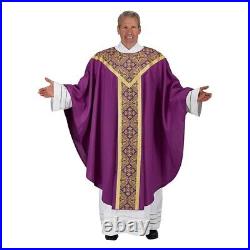 Printed Orphrey Gothic Chasuble (USUALLY SHIPS WITHIN IN 2 DAYS) Purple Chasuble