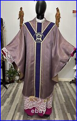 Purple Chasuble & Stole Vestment Set