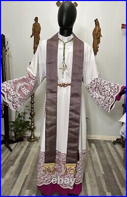 Purple Chasuble & Stole Vestment Set