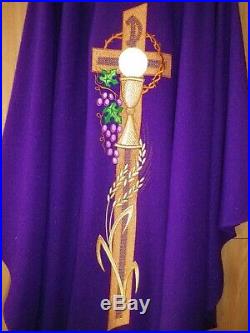 Purple Embroidered Messgewand Chasuble Vestment Kasel