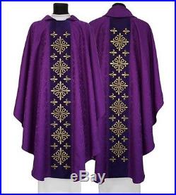 Purple Embroidery made on velvet Chasuble Kasel Messgewand Casula 583-AF25 us