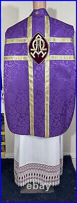 Purple Fiddleback Roman Chasuble with stole