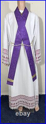 Purple Fiddleback Roman Chasuble with stole