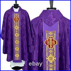 Purple Gothic style chasuble with an inner stole