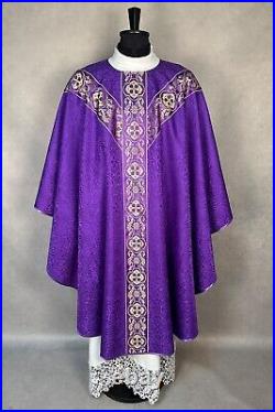 Purple Semi Gothic Chasuble with a matching inner stole
