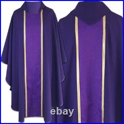 Purple, traditional Gothic style Chasuble, Vestment, Plain fabric