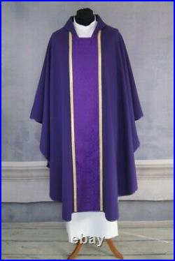 Purple, traditional Gothic style Chasuble, Vestment, Plain fabric