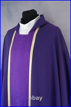 Purple, traditional Gothic style Chasuble, Vestment, Plain fabric