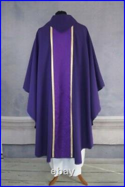 Purple, traditional Gothic style Chasuble, Vestment, Plain fabric