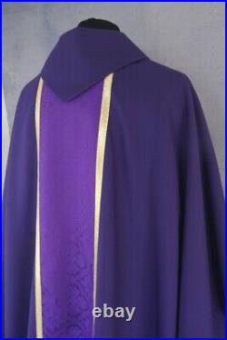 Purple, traditional Gothic style Chasuble, Vestment, Plain fabric