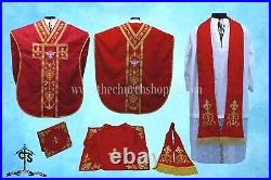 RED Chasuble. St. Philip Neri Style vestment & mass set, HOLY SPIRIT Embroidery