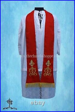 RED Chasuble. St. Philip Neri Style vestment & mass set, HOLY SPIRIT Embroidery