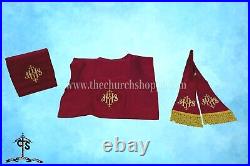 RED Chasuble. St. Philip Neri Style vestment & mass set, HOLY SPIRIT Embroidery