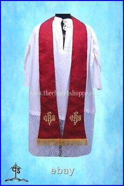 RED Chasuble. St. Philip Neri Style vestment & mass set, Holy Spirit Embroidery