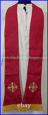 RED Chasuble. St. Philip Neri Style vestment & mass set, IHS Embroidery