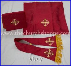 RED Chasuble. St. Philip Neri Style vestment & mass set, IHS Embroidery