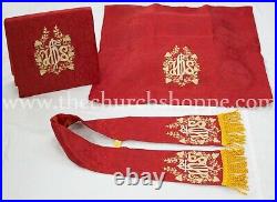 RED GOTHIC CHASUBLE vestment and mass & stole set casula casel casulla, IHS