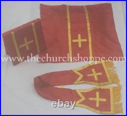 RED Roman Chasuble Fiddleback Vestment 5pcs Mass set Casulla chasuble Roman