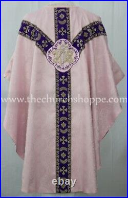 ROSE GOTHIC CHASUBLE vestment and mass & stole set casula casel casulla, IHS