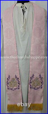 ROSE GOTHIC CHASUBLE vestment and mass & stole set casula casel casulla, IHS