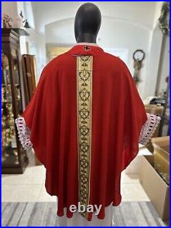 Red Chasuble With Embroidery + Stole R0086