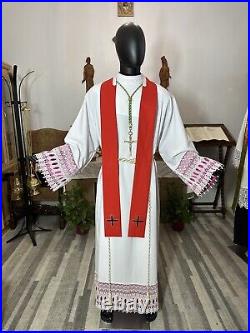 Red Chasuble With Embroidery + Stole R0086