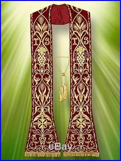 Red Confession Etole Chasuble Vestment Kasel Messgewand