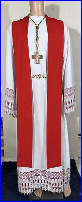 Red Conical Chasuble with stole Vestment (R0014)