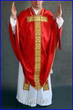 Red Conical Vestment Chasuble Kasel Messgewand Stole Stola Maniple Manipel