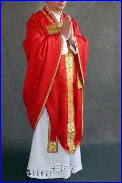 Red Conical Vestment Chasuble Kasel Messgewand Stole Stola Maniple Manipel