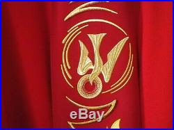 Red Holy Spirit Embroidered Messgewand Chasuble Vestment Kasel