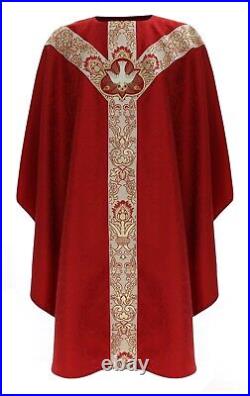 Red Semi Gothic Chasuble with stole Holy Spirit Vestment Casulla Roja GY076C25