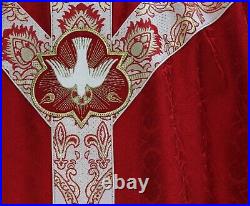 Red Semi Gothic Chasuble with stole Holy Spirit Vestment Casulla Roja GY076C25