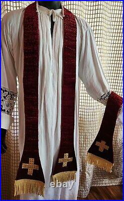 Red Silk Velvet Neri 5 Piece Vestment Set