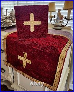 Red Silk Velvet Neri 5 Piece Vestment Set