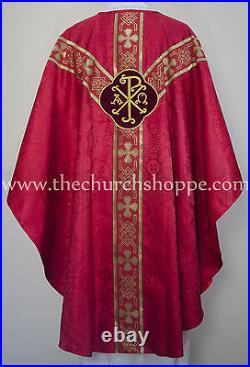 Red gothic vestment & mass and stole set, Gothic chasuble, casula, casel